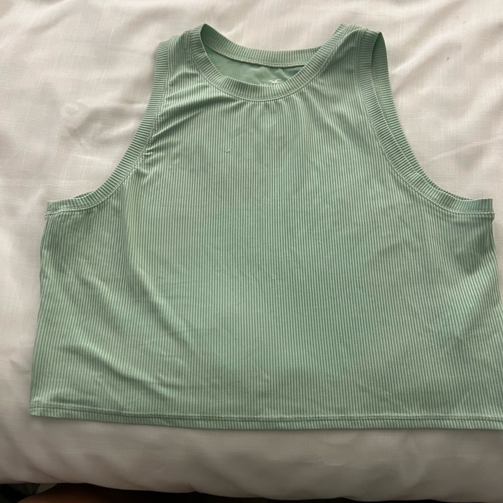 Hollister Light Green Ribbed Crop Top